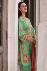 UAE-3 Piece Printed Lawn Suit with Printed Lawn Dupatta