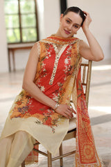 UAE-3 Piece Printed Lawn Suit with Printed Lawn Dupatta