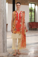 UAE-3 Piece Printed Lawn Suit with Printed Lawn Dupatta
