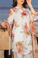 UAE-3 Piece Printed Lawn Suit with Printed Lawn Dupatta