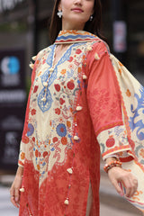 UAE-3 Piece Embroidered Lawn Suit with Printed Lawn Dupatta