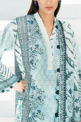 UAE-3 Piece Printed Lawn Suit with Embroidered Trouser