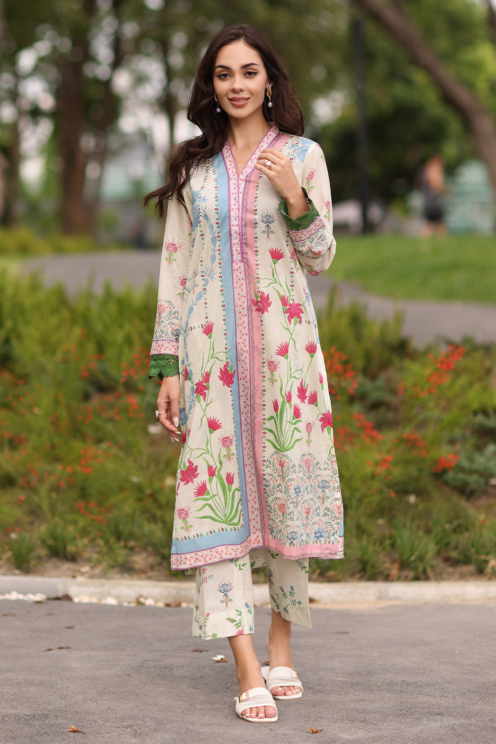 UAE-2 Piece Printed Lawn Suit with Printed Trouser