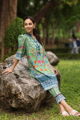 UAE-2 Piece Printed Lawn Suit with Printed Trouser