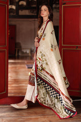 UAE-3 Piece Printed Linen Suit with Printed Linen Dupatta
