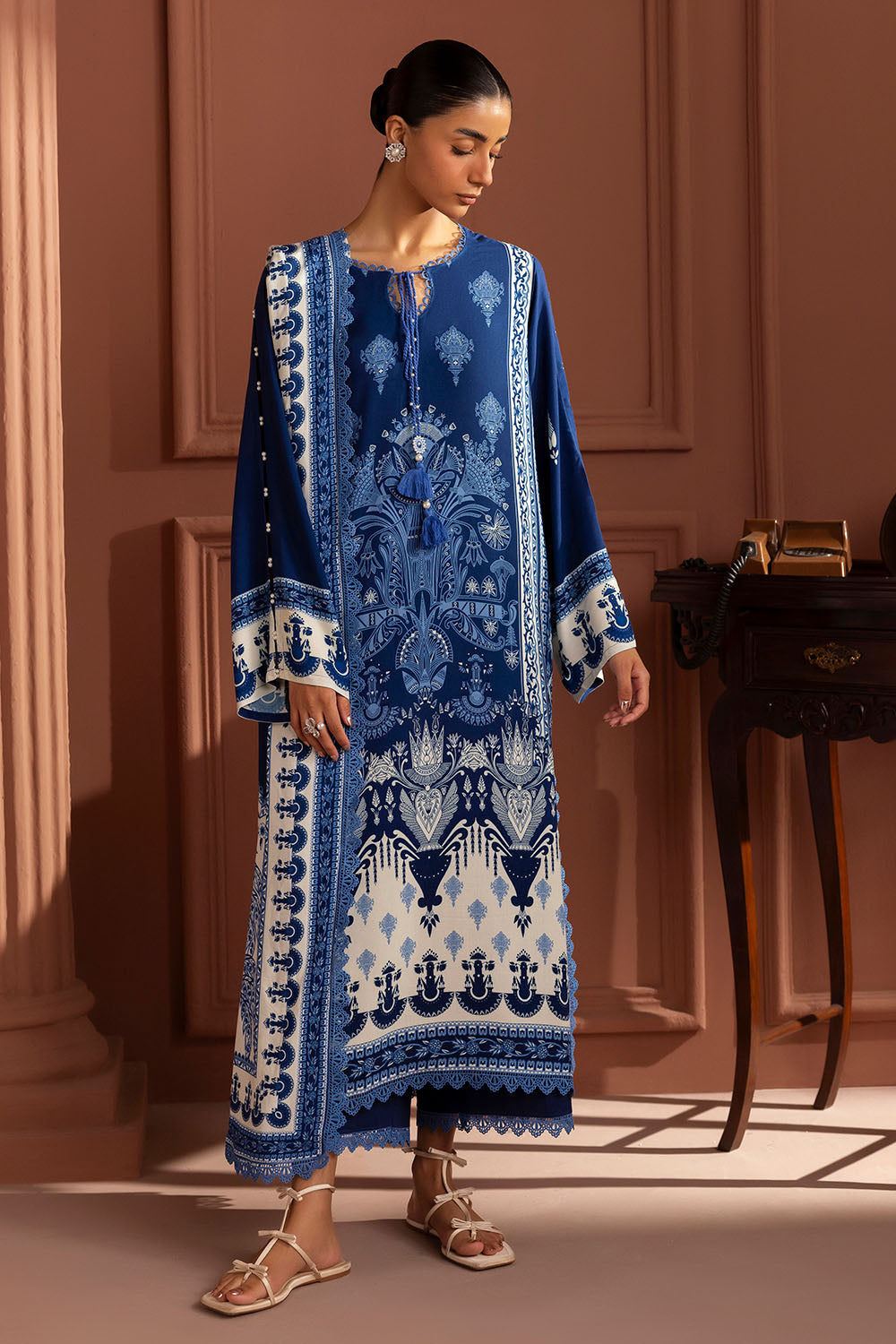 UAE-3 Piece Printed Linen Suit