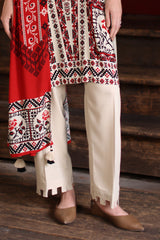 UAE-3 Piece Printed Linen Suit with Printed Linen Dupatta