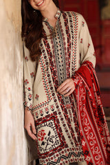 UAE-3 Piece Printed Linen Suit with Printed Linen Dupatta