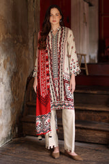 UAE-3 Piece Printed Linen Suit with Printed Linen Dupatta