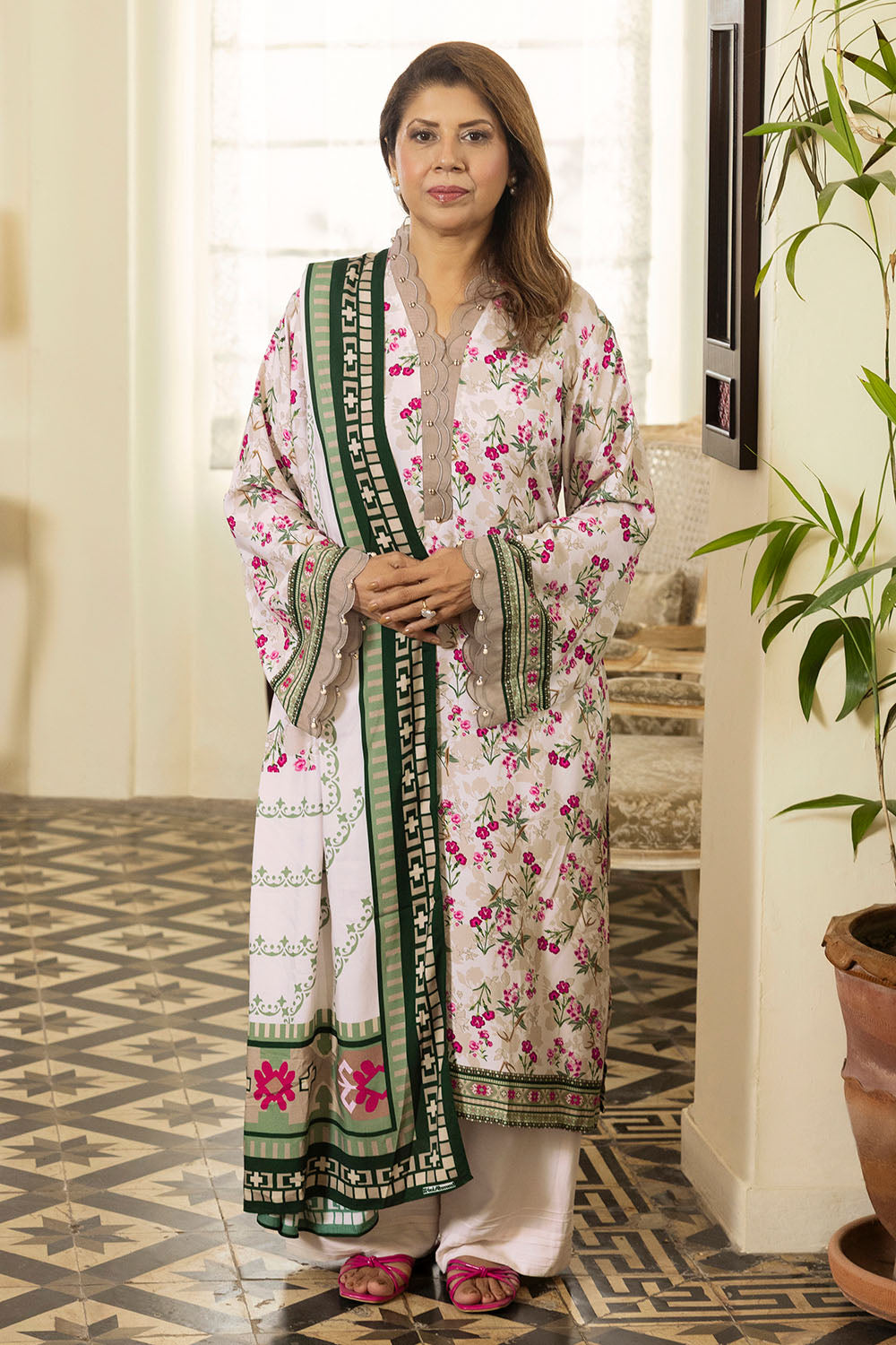 UAE-3 Piece Printed Linen Suit