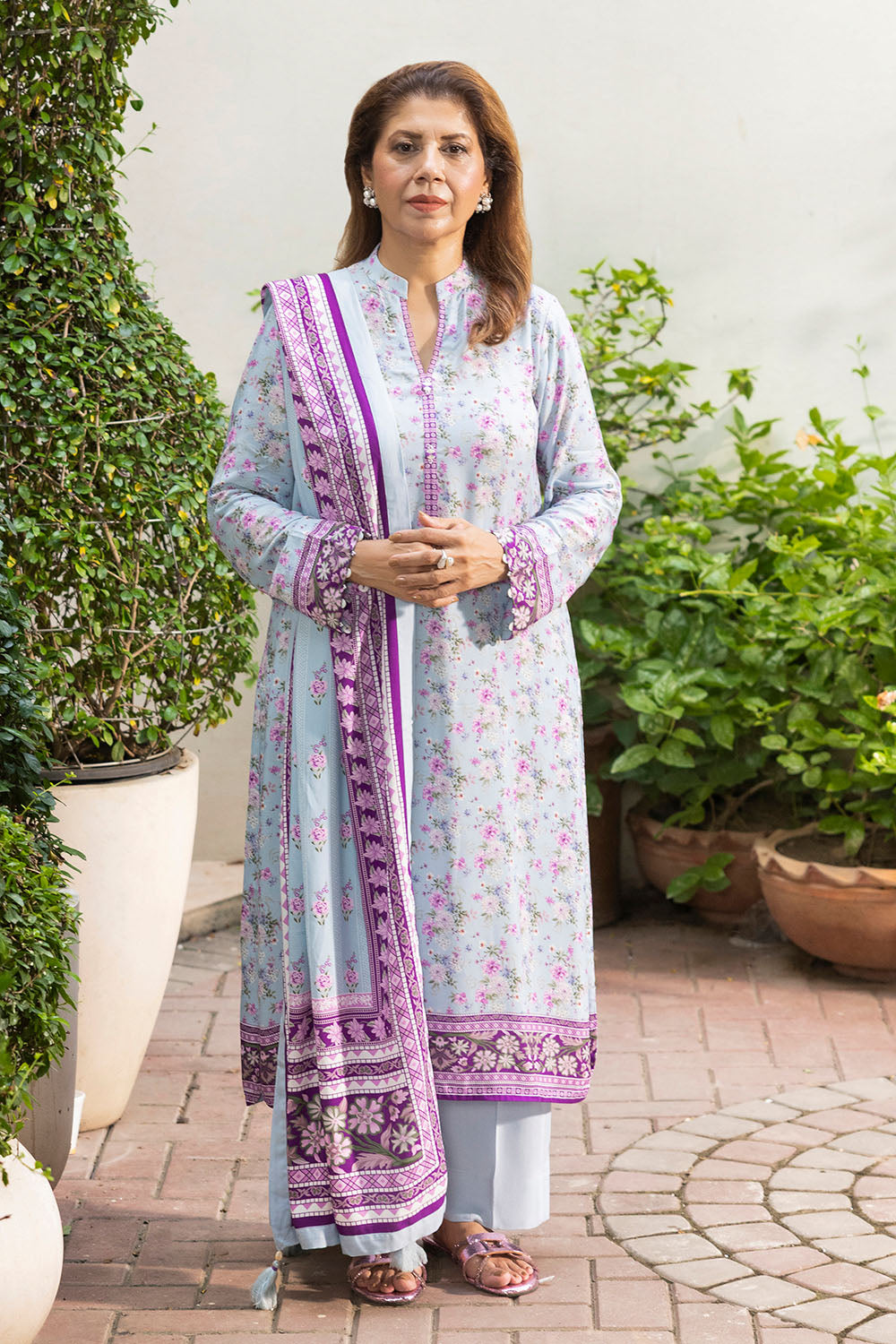 UAE-3 Piece Printed Linen Suit