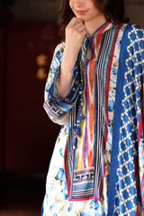 UAE-3 Piece Printed Linen Suit with Printed Linen Dupatta