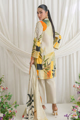 UAE-3 Piece Printed Mehsuri Stripe Lawn Suit with Printed Mehsuri Stripe Lawn Dupatta and Dyed Trouser GS-62001