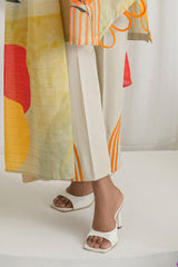 UAE-3 Piece Printed Mehsuri Stripe Lawn Suit with Printed Mehsuri Stripe Lawn Dupatta and Dyed Trouser GS-62001