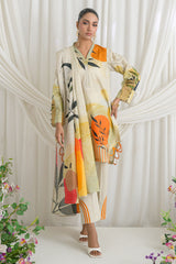 UAE-3 Piece Printed Mehsuri Stripe Lawn Suit with Printed Mehsuri Stripe Lawn Dupatta and Dyed Trouser GS-62001