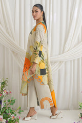UAE-3 Piece Printed Mehsuri Stripe Lawn Suit with Printed Mehsuri Stripe Lawn Dupatta and Dyed Trouser GS-62001