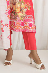 UAE-3 Piece Printed Mehsuri Stripe Lawn Suit with Printed Mehsuri Stripe Lawn Dupatta and Dyed Trouser GS-62002