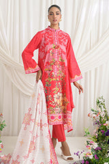 UAE-3 Piece Printed Mehsuri Stripe Lawn Suit with Printed Mehsuri Stripe Lawn Dupatta and Dyed Trouser GS-62002