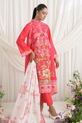 UAE-3 Piece Printed Mehsuri Stripe Lawn Suit with Printed Mehsuri Stripe Lawn Dupatta and Dyed Trouser GS-62002