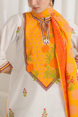 UAE-3 Piece Printed Mehsuri Stripe Lawn Suit with Printed Mehsuri Stripe Lawn Dupatta and Dyed Trouser GS-62003