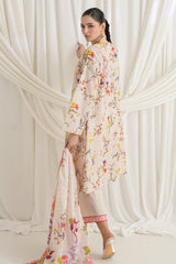 UAE-3 Piece Printed Mehsuri Stripe Lawn Suit with Printed Mehsuri Stripe Lawn Dupatta and Dyed Trouser GS-62004