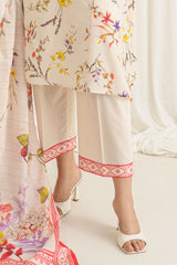 UAE-3 Piece Printed Mehsuri Stripe Lawn Suit with Printed Mehsuri Stripe Lawn Dupatta and Dyed Trouser GS-62004