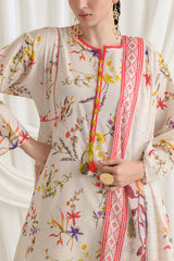 UAE-3 Piece Printed Mehsuri Stripe Lawn Suit with Printed Mehsuri Stripe Lawn Dupatta and Dyed Trouser GS-62004