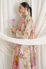 UAE-3 Piece Printed Mehsuri Stripe Lawn Suit with Printed Mehsuri Stripe Lawn Dupatta and Dyed Trouser GS-62004