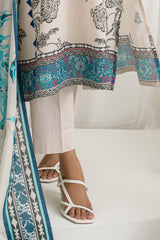 UAE-3 Piece Printed Mehsuri Stripe Lawn Suit with Printed Mehsuri Stripe Lawn Dupatta and Dyed Trouser GS-62005