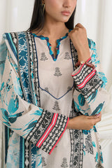 UAE-3 Piece Printed Mehsuri Stripe Lawn Suit with Printed Mehsuri Stripe Lawn Dupatta and Dyed Trouser GS-62005