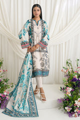 UAE-3 Piece Printed Mehsuri Stripe Lawn Suit with Printed Mehsuri Stripe Lawn Dupatta and Dyed Trouser GS-62005