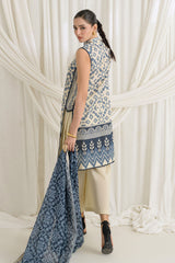 UAE-3 Piece Printed Mehsuri Stripe Lawn Suit with Printed Mehsuri Stripe Lawn Dupatta and Dyed Trouser GS-62006