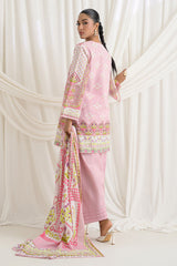UAE-3 Piece Printed Mehsuri Stripe Lawn Suit with Printed Mehsuri Stripe Lawn Dupatta and Dyed Trouser GS-62007