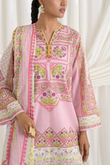 UAE-3 Piece Printed Mehsuri Stripe Lawn Suit with Printed Mehsuri Stripe Lawn Dupatta and Dyed Trouser GS-62007