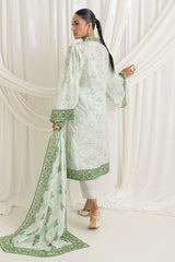 UAE-3 Piece Printed Mehsuri Stripe Lawn Suit with Printed Mehsuri Stripe Lawn Dupatta and Dyed Trouser GS-62008