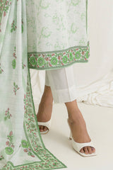 UAE-3 Piece Printed Mehsuri Stripe Lawn Suit with Printed Mehsuri Stripe Lawn Dupatta and Dyed Trouser GS-62008