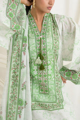 UAE-3 Piece Printed Mehsuri Stripe Lawn Suit with Printed Mehsuri Stripe Lawn Dupatta and Dyed Trouser GS-62008