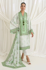 UAE-3 Piece Printed Mehsuri Stripe Lawn Suit with Printed Mehsuri Stripe Lawn Dupatta and Dyed Trouser GS-62008