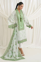 UAE-3 Piece Printed Mehsuri Stripe Lawn Suit with Printed Mehsuri Stripe Lawn Dupatta and Dyed Trouser GS-62008