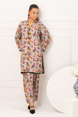 UAE-2 Piece Printed Slub Viscose Suit WNST-52006