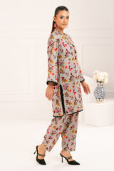 UAE-2 Piece Printed Slub Viscose Suit WNST-52006