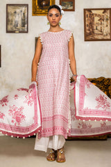 UAE-3 Piece Schiffli Embroidered Lawn Suit with Silk Dupatta S-62011