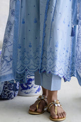 UAE-3 Piece Schiffli Embroidered Lawn Suit with Silk Dupatta S-62012