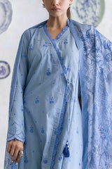 UAE-3 Piece Schiffli Embroidered Lawn Suit with Silk Dupatta S-62012