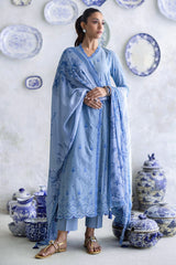 UAE-3 Piece Schiffli Embroidered Lawn Suit with Silk Dupatta S-62012