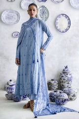 UAE-3 Piece Schiffli Embroidered Lawn Suit with Silk Dupatta S-62012