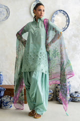 UAE-3 Piece Schiffli Embroidered Lawn Suit with Silk Dupatta S-62013