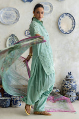 UAE-3 Piece Schiffli Embroidered Lawn Suit with Silk Dupatta S-62013
