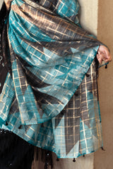 UAE-3 Piece Embroidered Dobby Suit with Borders and Zari Dupatta FE-52064