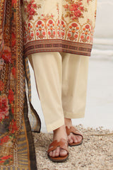 UAE-3 Piece Printed Lawn Suit with Zari Dupatta